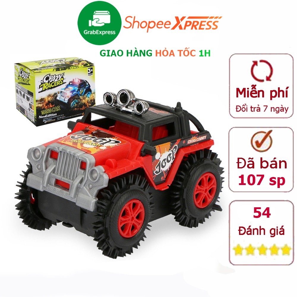 Xe Jeep đồ chơi ô tô cho bé chạy pin AA chi tiết sắc sảo, nhựa ABS an toàn cho người sử dụng (màu đỏ - chưa kèm pin)