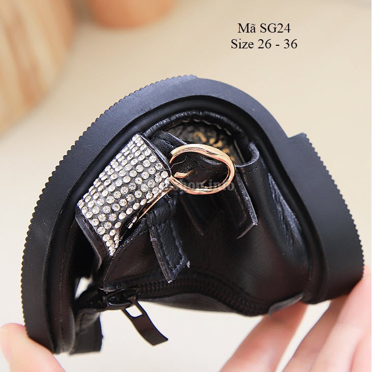 Sandal bé gái 3 – 12 tuổi Class phong cách Vintage da mềm khóa kéo sau siêu xinh SG24