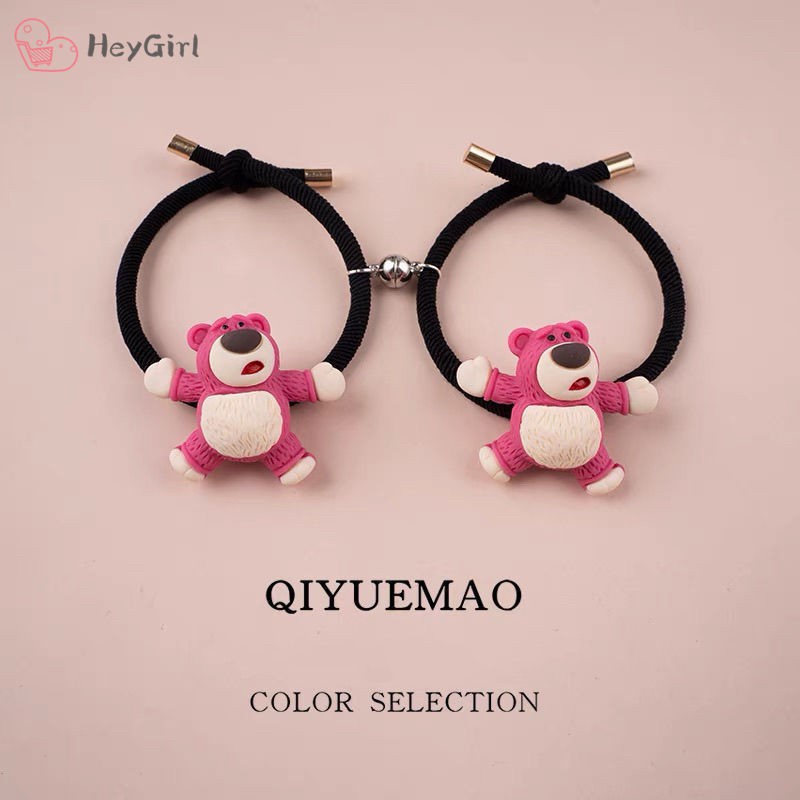 Vòng đeo tay cao su gắn nam châm thiết kế hoạt hình gấu dâu Disney đáng yêu đa năng dành cho cặp đôi