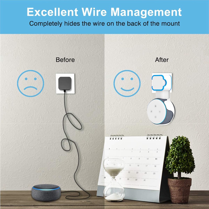 Giá đỡ treo tường cho Amazon Alexa Echo Dot Thế hệ 3Rd trên phích cắm treo tường Trợ lý tiết kiệm không gian Phụ kiện