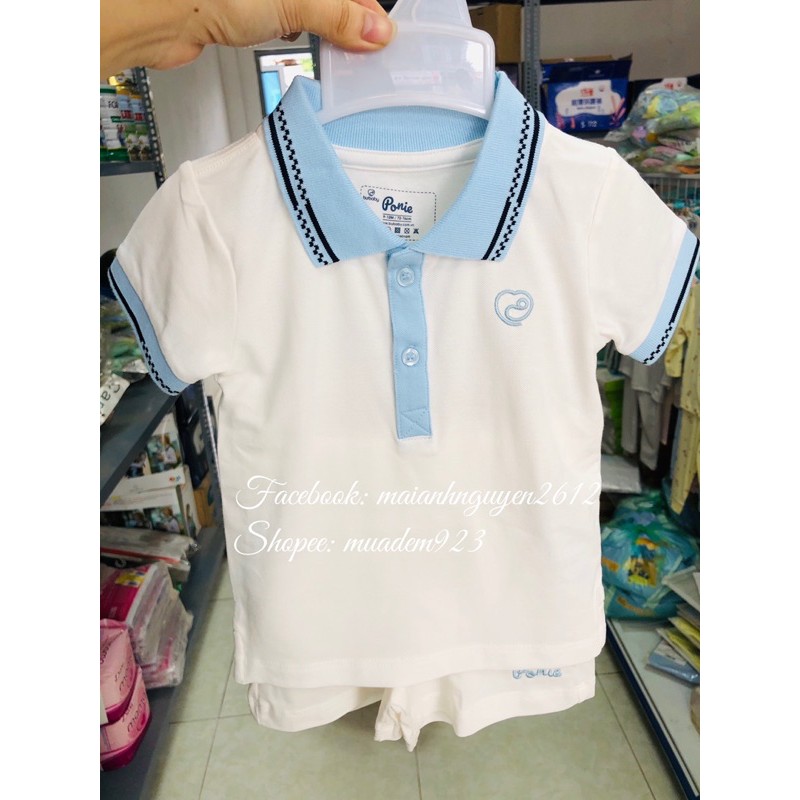 Bộ Polo cộc tay Ponie bé trai, bé gái hãng Bu baby