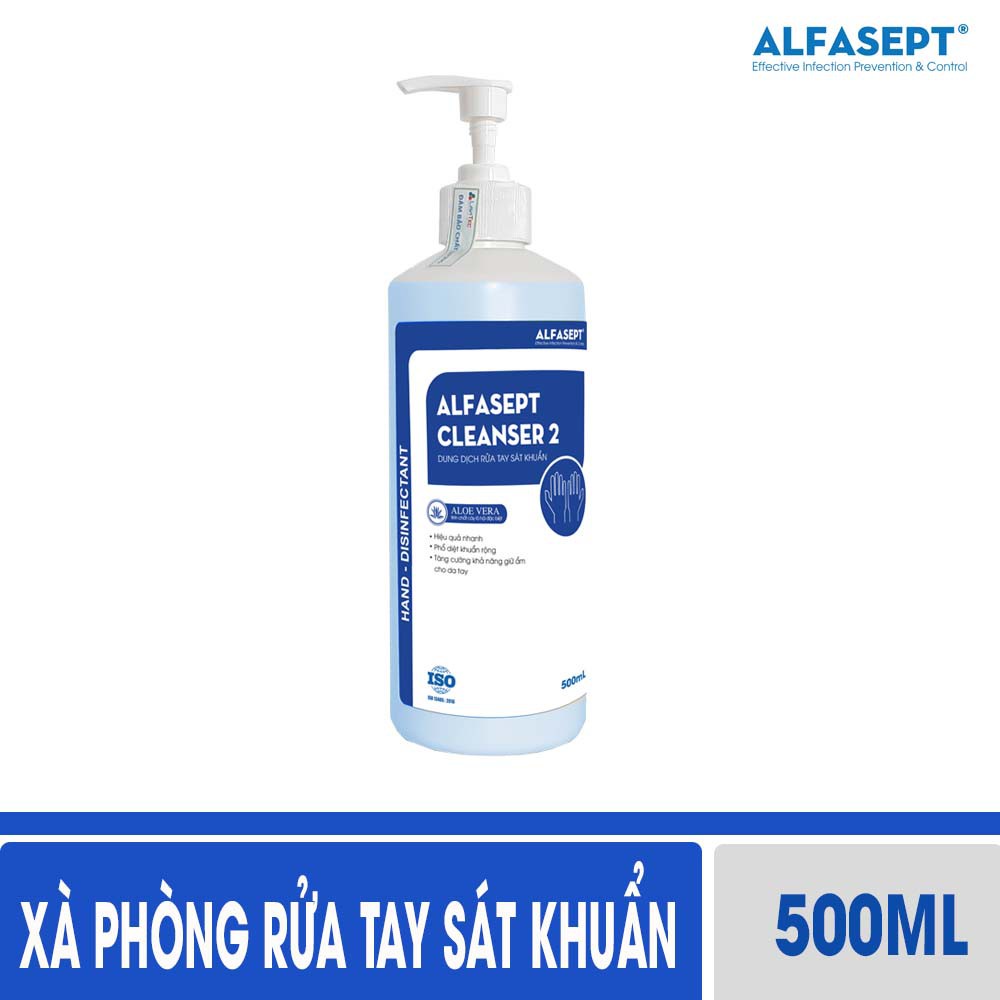 Xà Phòng Rửa Tay ALFASEPT Cleanser 2 Giúp Khử Khuẩn Nhanh Chóng Và Tăng Cường Khả Năng Giữ Ẩm Cho Da Lọ 500ml