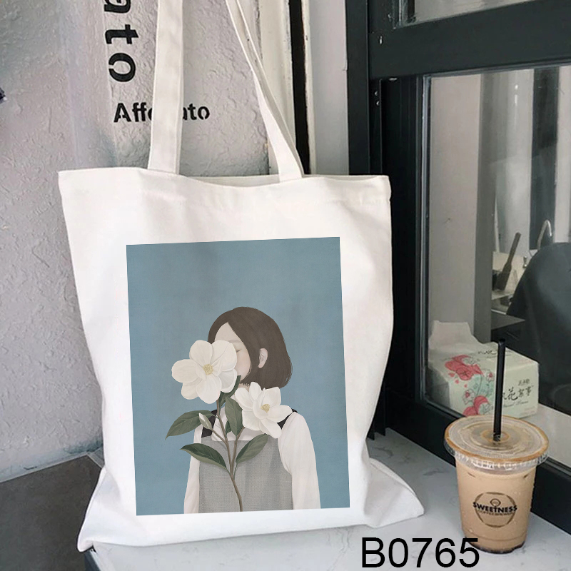 Túi Vải Canvas In Hình Thời Trang Hàn Quốc