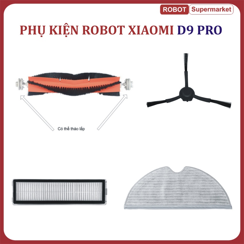 Phụ kiện Robot hút bụi Xiaomi Dreame D9 PRO - Chổi chính, Lọc hepa, Khăn lau, Chổi cạnh