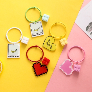 Diy Key Love Round key chain key chain Cartoon Korea Creative Acrylic DIY car key chain Decorations Bag Creative Gifts