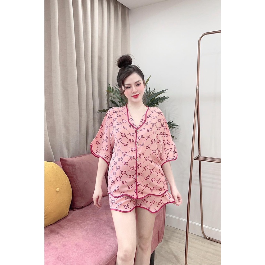 Bộ pyjama ngủ mặc nhà Lụa đùi dưới 58kg cao cấp hoạ tiết dễ thương