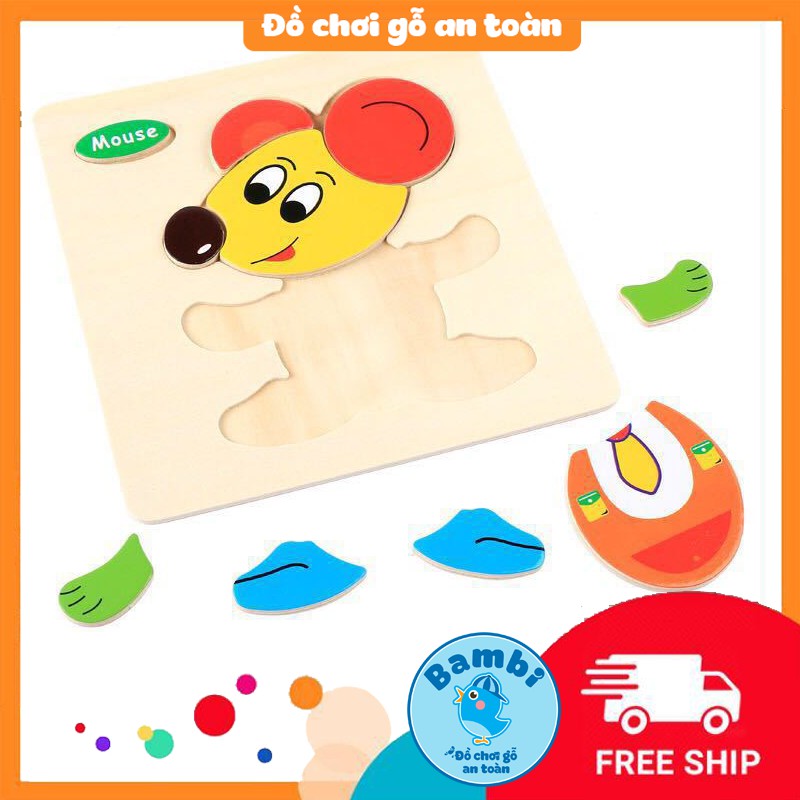 Ghép hình gỗ 3D Montessori cho bé - Tranh ghép hình gỗ puzzle - Bộ ghép hình