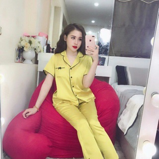 BỘ LỤA QUẦN DÀI TAY NGẮN