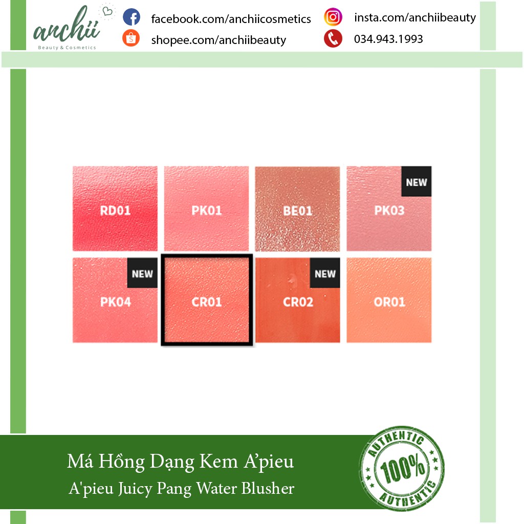 Apieu Blush Juicy Pang Water Má Hồng Dạng Kem
