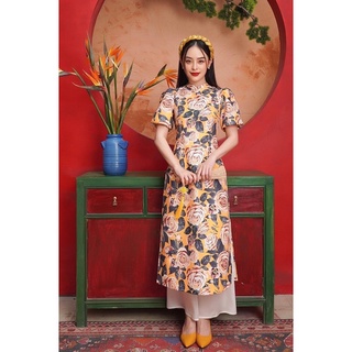 Áo dài cách tân hoa hồng