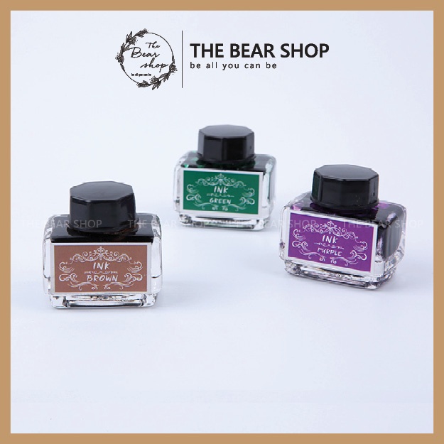 Mực bút máy bút chấm không carbon 15ml nhiều màu lựa chọn - The Bear Shop