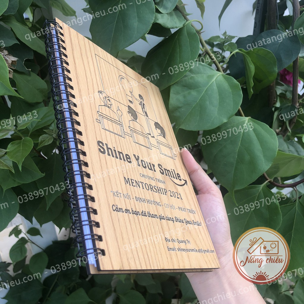 Sổ gáy lò xo_notebook khắc theo yêu cầu- sổ gỗ khắc tia laze theo yêu cầu_ món quà tặng sinh nhật ý nghĩa