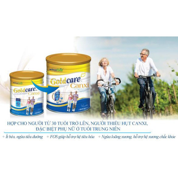 SỮA BỘT WINCOFOOD GOLDCARE CANXI 900G – ÍT BÉO, BỔ SUNG CANXI, NGỪA LOÃNG XƯƠNG