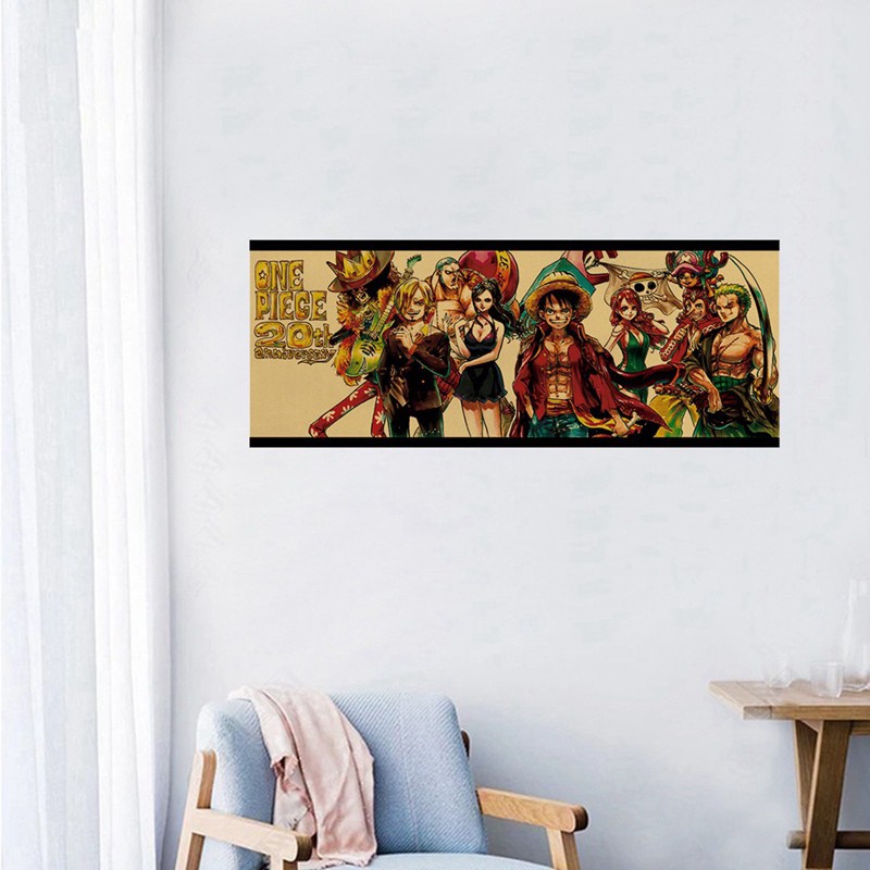 Poster dán tường in hình phim One Piece phong cách vintage