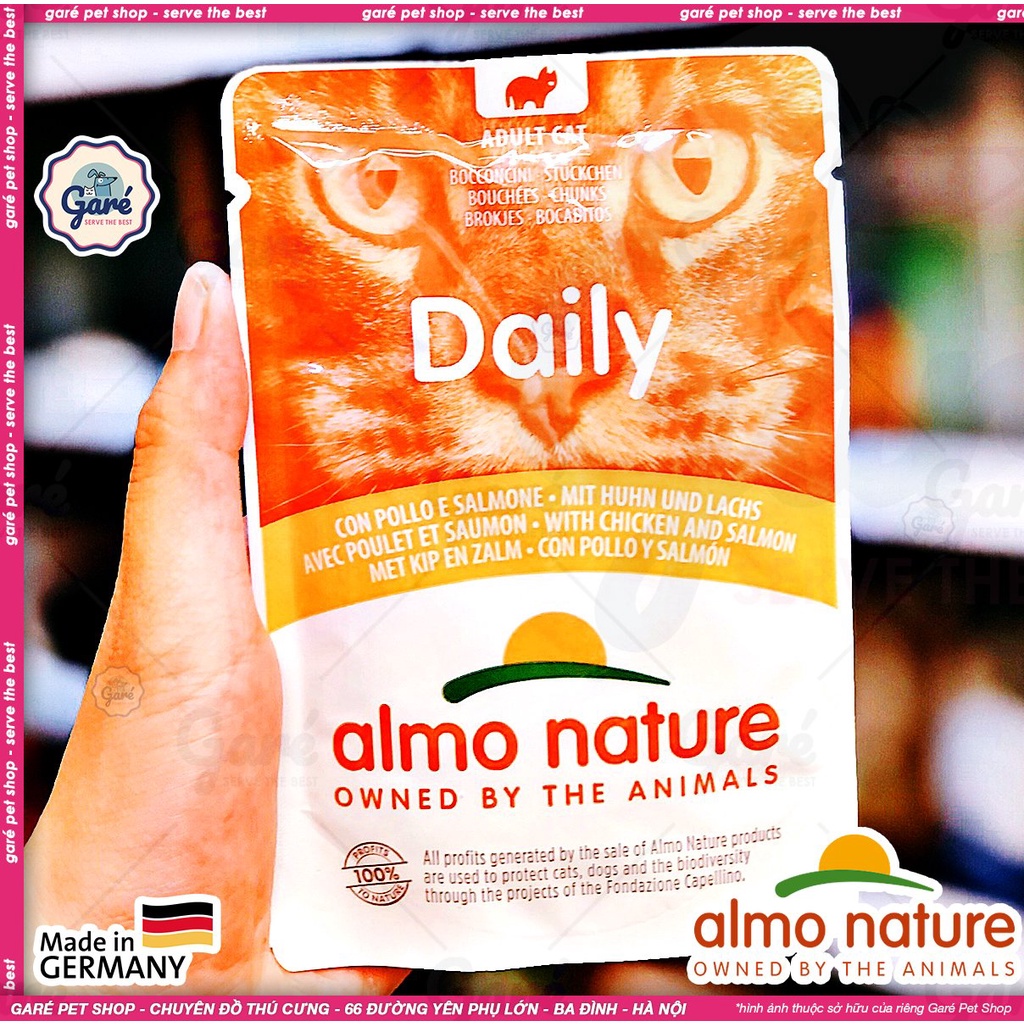 Pate Đức cho Mèo Almo Nature Daily cho Mèo trưởng thành Pate for Cat thành phần Cá và Gà Châu Âu cao cấp