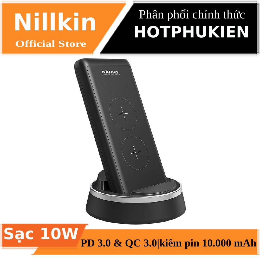 Dock sạc nhanh 10W không dây kiêm pin sạc dự phòng 10000mAh 1 cổng USB & 1 cổng Type-C hiệu Nillkin Power Mount