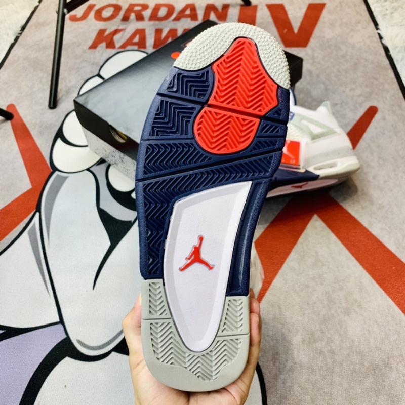 Giày thể thao sneaker cổ cao Jordan 4 AJ4 Retro White MidNight Navy Hàng SC