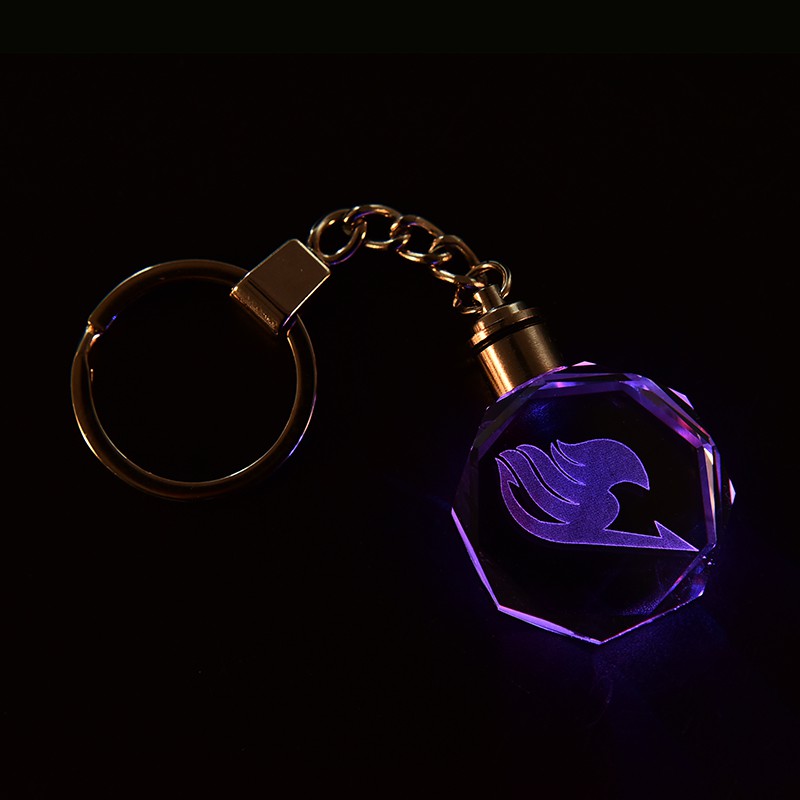 {factoryoutlet} New For Fairy Tail Anime Crystal LED Light Charm Key Chain Key Ring Cosplay 1PC adover