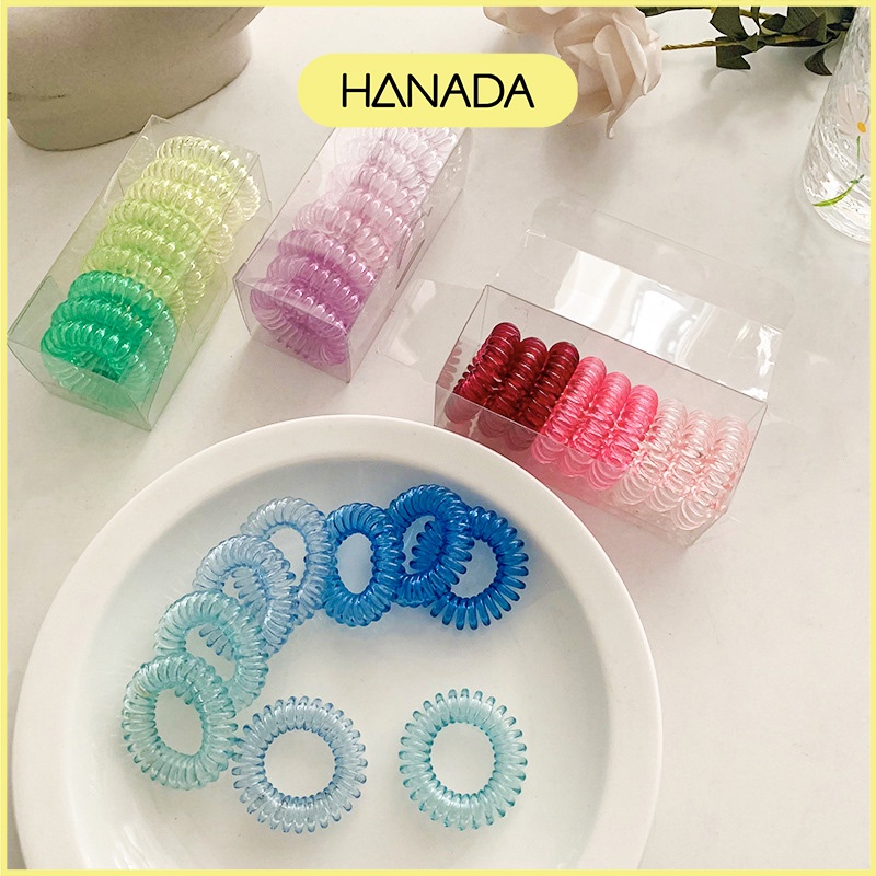 Hộp 9 Dây Thun Lò Xo Cột Tóc Màu Pastel Phong Cách Hàn Quốc Kèm Hộp Hanada K12-N011