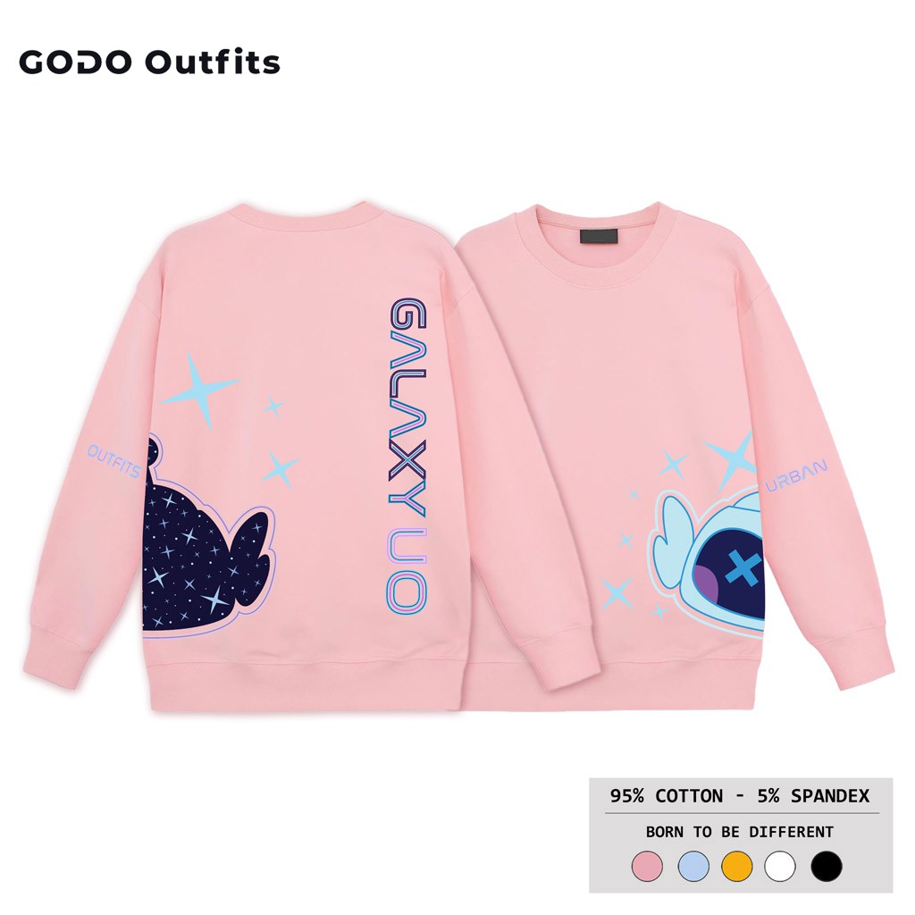 Áo Sweater Nam Nữ Form Rộng GODO OUTFITS In Galaxy UO Bot SWO38 Unisex Cặp Đôi Hàn Quốc Big Size Thun Cotton Nỉ 4 chiều