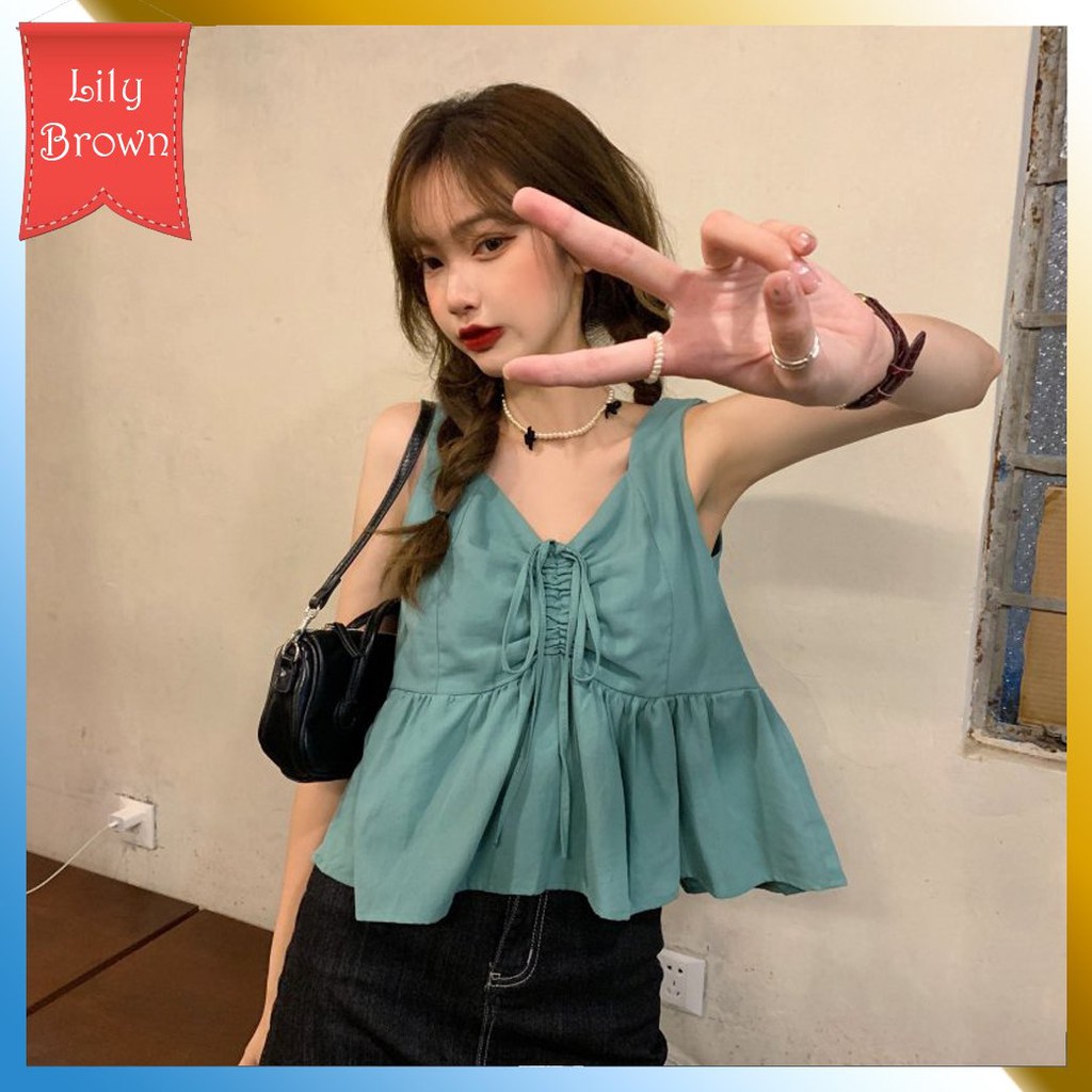 Áo Đũi Kiểu Nữ Hai Dây Bản To, Có Dây Rút Ngực, Dáng Ngắn Dễ Thương (Mã TT3) | BigBuy360 - bigbuy360.vn