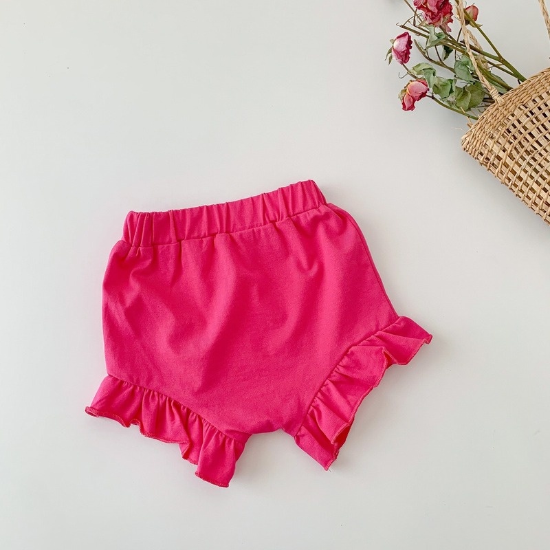 Set Đồ Mùa Hè 2 Món Gồm Áo Cotton Tay Cộc In Chữ + Quần Ngắn Viền Ren Thời Trang Hàn Quốc Cho Bé Gái 1-3 Tuổi