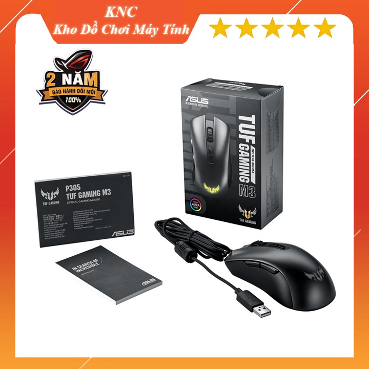 ☸Chuột gaming Asus Tuf M3 led Aura sync RGB, đồng bộ màu với phần mềm.