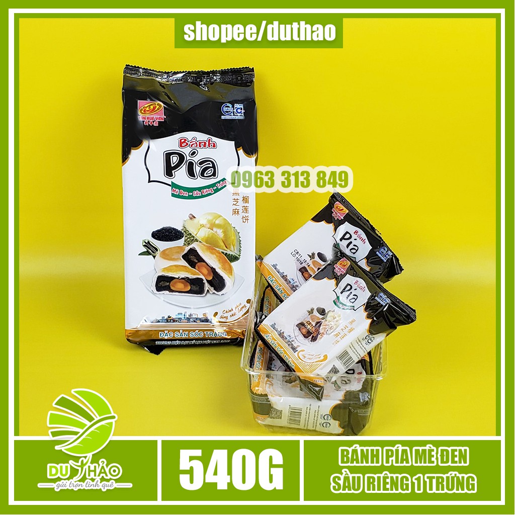 Bánh pía mè đen sầu riêng trứng muối Tân Huê Viên 540g