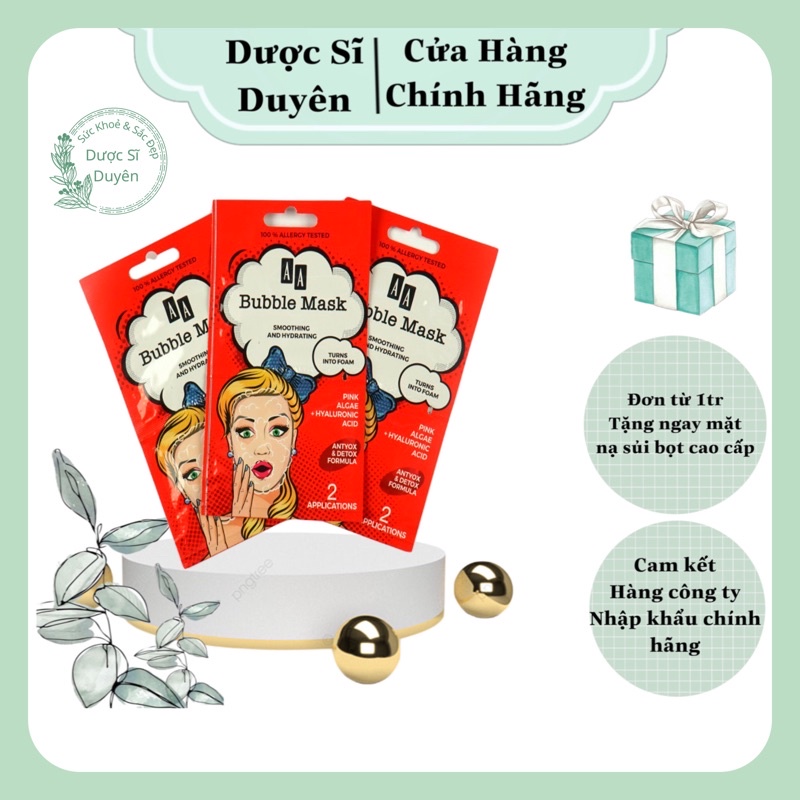 Mặt Nạ Thải Độc Tố Detox cho da AA Bubble Mask của AA Cosmetics metics giúp cung cấp oxi,ngăn ngừa mụn đầu đen.gói 4g