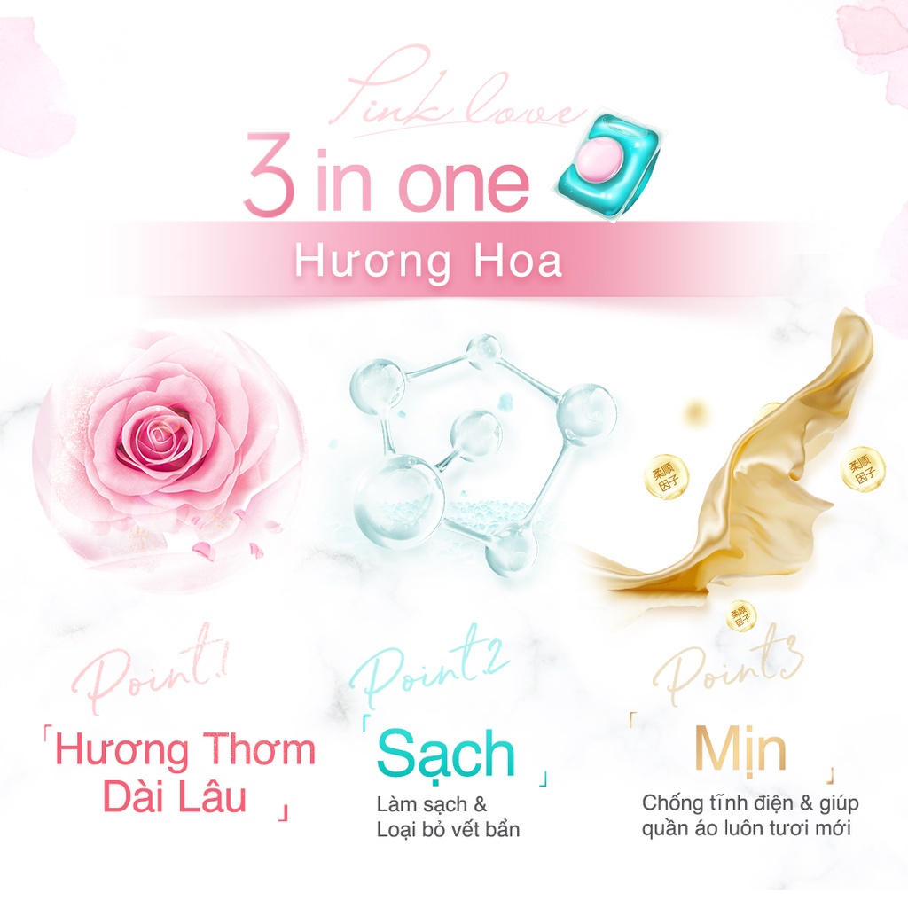 Túi Viên Giặt Xả Tiện Lợi arFum Hương Hoa Công Nghệ Nhật Bản (30 Viên/ Túi)