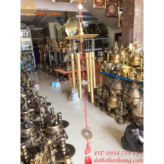 Chuông Gió Phong Thủy 6 Ống Bằng Đồng 100% Loại Đẹp, Tiếng Kêu Hay Cỡ Nhỏ-Chuông gió bát quái-Chuông gió treo cửa