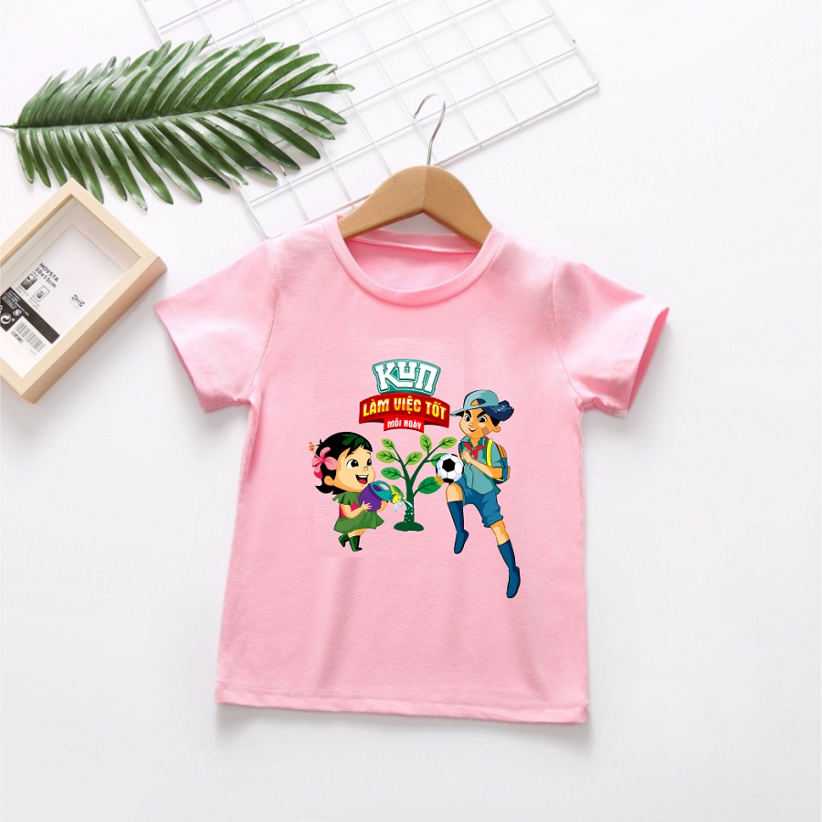 Áo thun hồng cho bé in hình sữa Kun nông dân siêu phàm cực hot cho bé trai bé gái