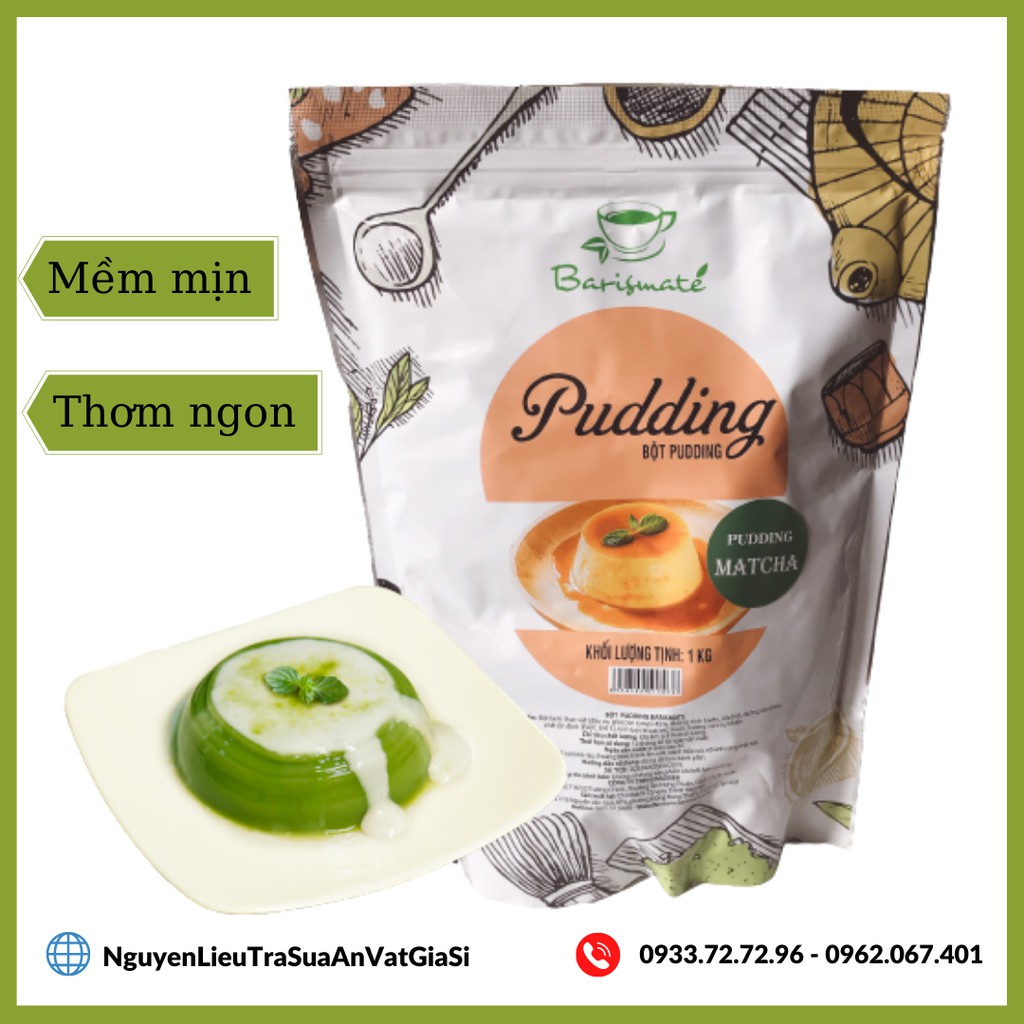 Bột Pudding Matcha Barismate túi 1kg