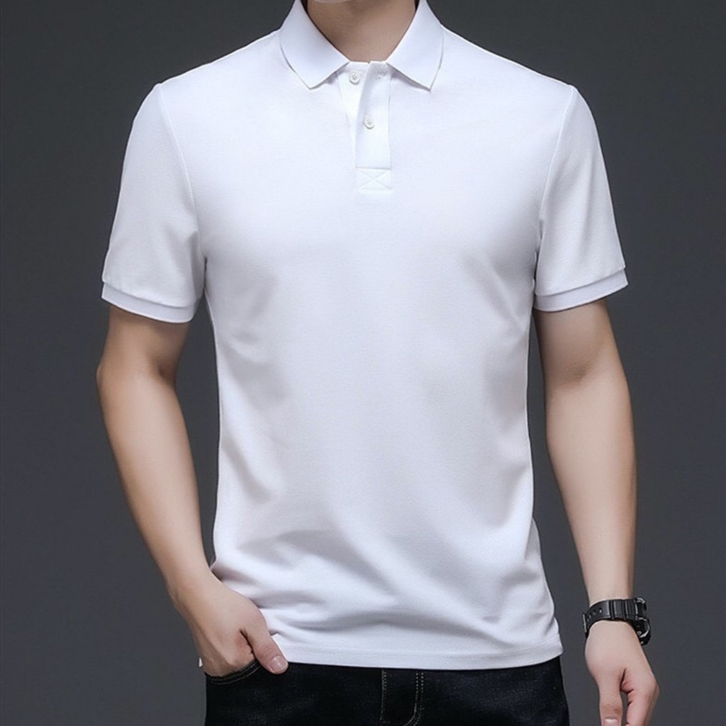 Áo phông nam ngắn tay cổ bẻ phối viền cao cấp : Kiểu dáng Hàn Quốc chất liệu cotton , co giãn 4 chiều