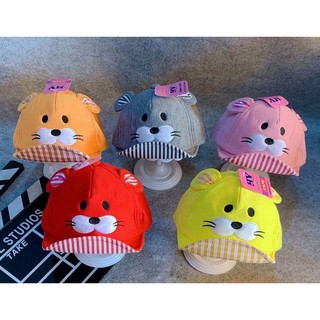 Nón cho bé (0 đến 15 tháng), nón baby hình chú MÈO vải thun mềm êm (ảnh thật)