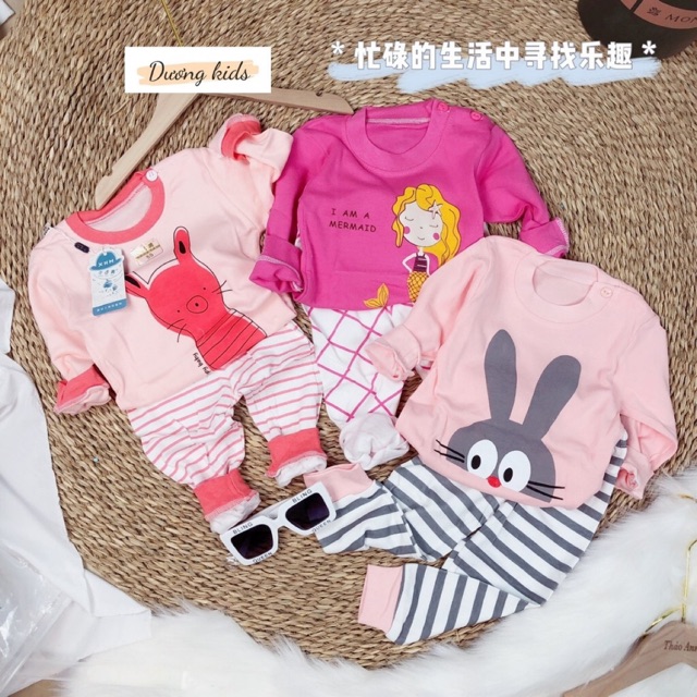 Bộ Dài Tay Cotton Quảng Châu Xuất Nhật Cho Bé Trai/Bé Gái