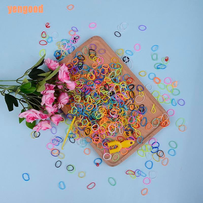 Bộ 600 Dây Cao Su Bện Màu Cầu Vồng Dùng Làm Đồ Thủ Công