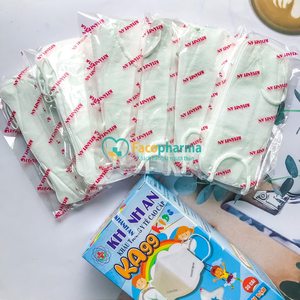 Khẩu trang cho bé KA99 trẻ em 4D Khánh An 4 lớp kháng khuẩn đến 99% in hình dễ thương KAKA99C