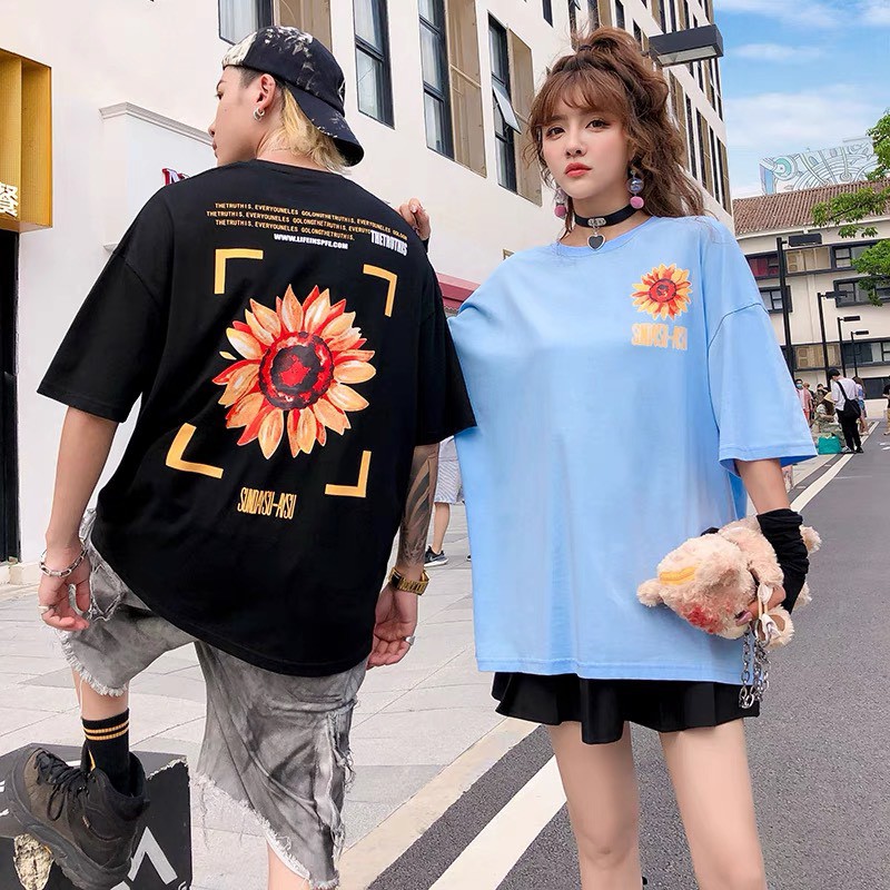 Áo phông unisex nam nữ hoa hướng dương - BÁN CHẠY NHẤT - tay lỡ, oversize - chất cotton siêu đẹp