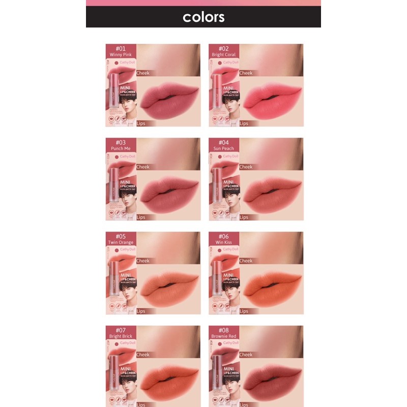 CATHY DOLL MAKEUP  MINI LIP&CHEEK NUDE MATTE TINT Son kem và má hồng Cathy Doll Thái lan - shopmpThai