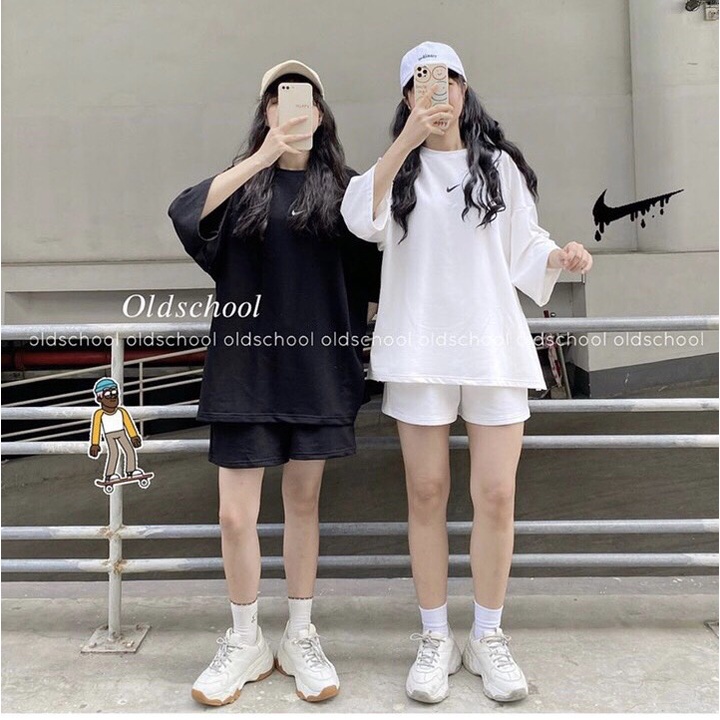 Bộ đùi nữ phom rộng unisex hình vảy mặc đi chơi, thể thao/ Bộ áo thun tay lỡ kèm quần đùi ulzzang cá tính_kudoshop