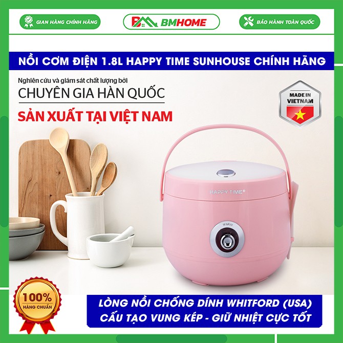 Nồi cơm điện 1.8L HAPPY TIME HTD8521P, nồi cơm điện chính hãng nấu cơm ngon, chín đều - Bảo hành 12 tháng toàn quốc