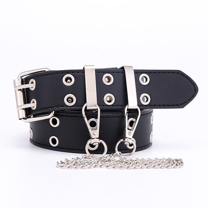 Thắt lưng Nam nữ Unisex nhiều lỗ tròn - Dây nịt lỗ tròn2 hàng không kèm Chain xích,TONGKHOQUANAONU