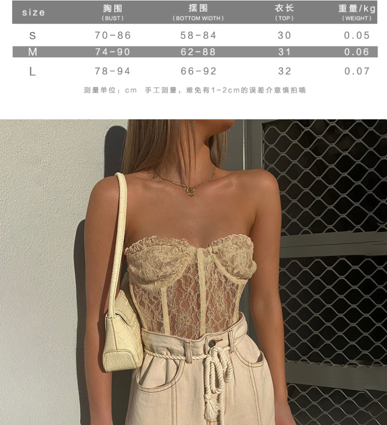 Áo Ống Phối Ren Lưới Xuyên Thấu Gợi Cảm Cho Nữ