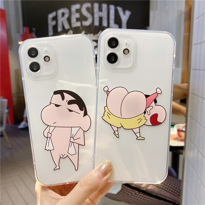 Ốp Điện Thoại Silicon Chống Sốc In Hình Cậu Bé Bút Chì Shin chan Cho Apple Iphone 13 11 12 XR XS 7 8P 6S SE Pro Max mi