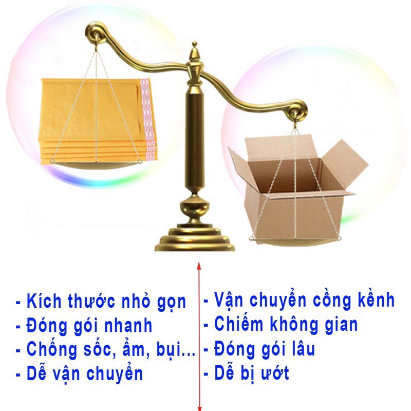 Combo 100 túi kraft bóng khí 13x22 Túi gói hàng chống sốc bóng khí đóng gói hàng hóa an toàn bao bì thư