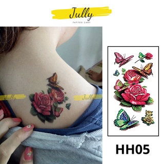 Hình xăm dán hoa hồng cute cho nữ JULLY Tattoo chất, miếng dán chống nước đẹp như xăm thật