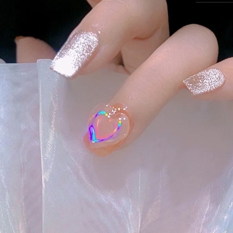 [Hàng mới về] Hình dán hoạ tiết trái tim 3D màu rực rỡ trang trí móng nghệ thuật đẹp mắt