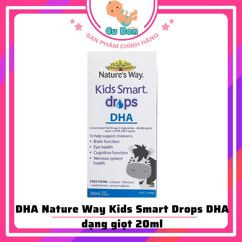 DHA Nature Way Kids Smart Drops DHA dạng giọt 20ml cho bé từ sơ sinh thông minh lanh lợi đôi mắt khoẻ mạnh