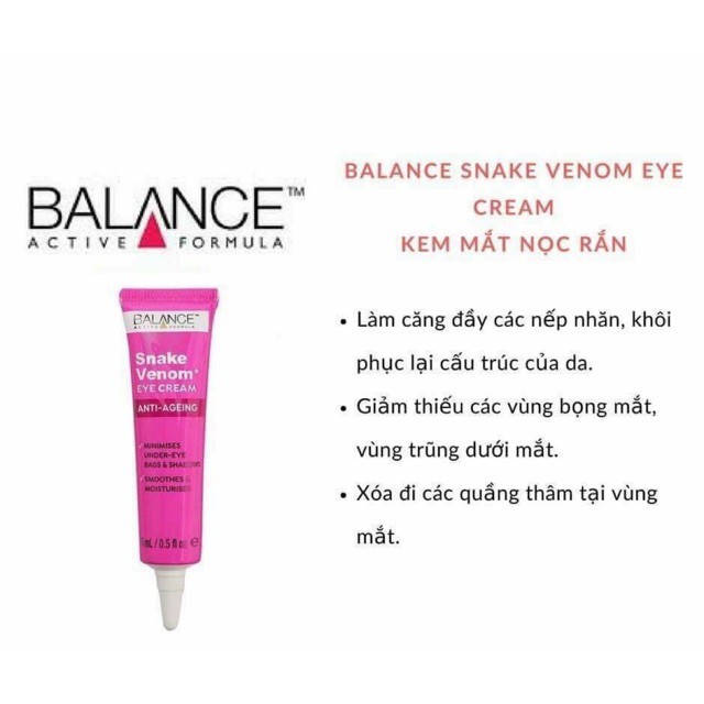 Kem mắt nọc rắn chống lão hóa Balance Active Formula Snake Venom 15ml | BigBuy360 - bigbuy360.vn
